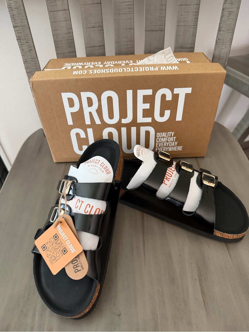 Women’s Black Triple-Buckle Sandals